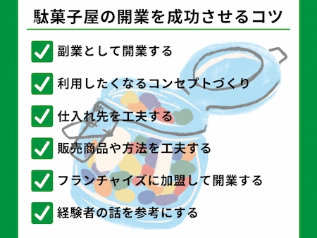 潰れない駄菓子屋を開業して成功させるためのコツ