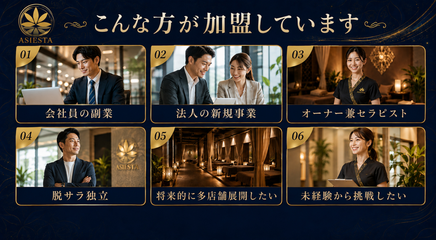 年齢・性別・職業・経験不問！副業から法人の新規事業まで、幅広い加盟実例