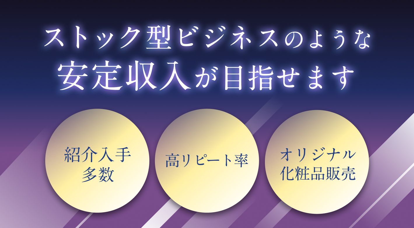 ストック型ビジネスモデルのような安定収入が目指せます！