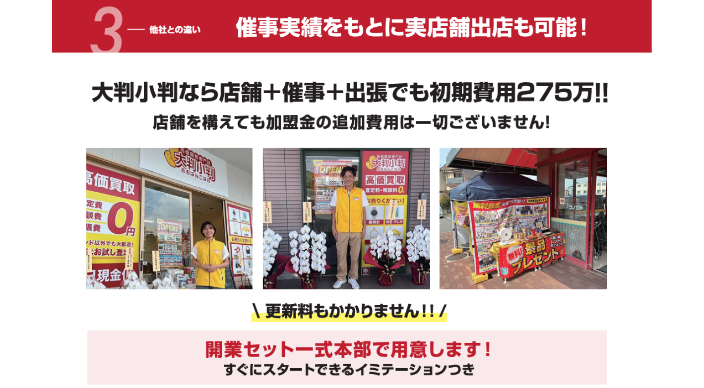 【催事業界最多稼働】160社突破！買取店舗型の10分の1の費用で開業可能