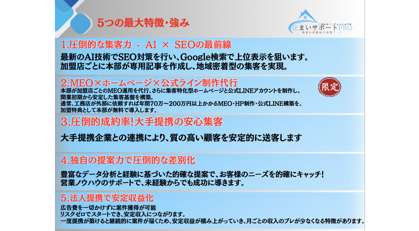 初年度に年商1億円達成のノウハウを提供！店舗・在庫・施工不要の住宅リフォーム事業