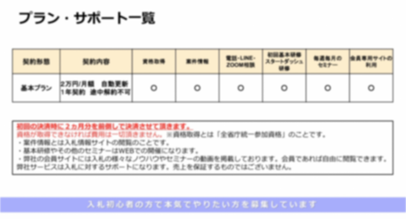 初めての入札で1件2,100万円の防衛省の仕事を落札受注できました！※会員実績