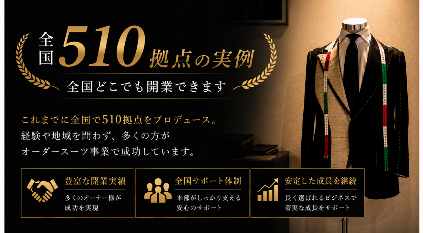 月商1,000万円の事例も！拡大を続けるオーダースーツ市場で低リスク開業
