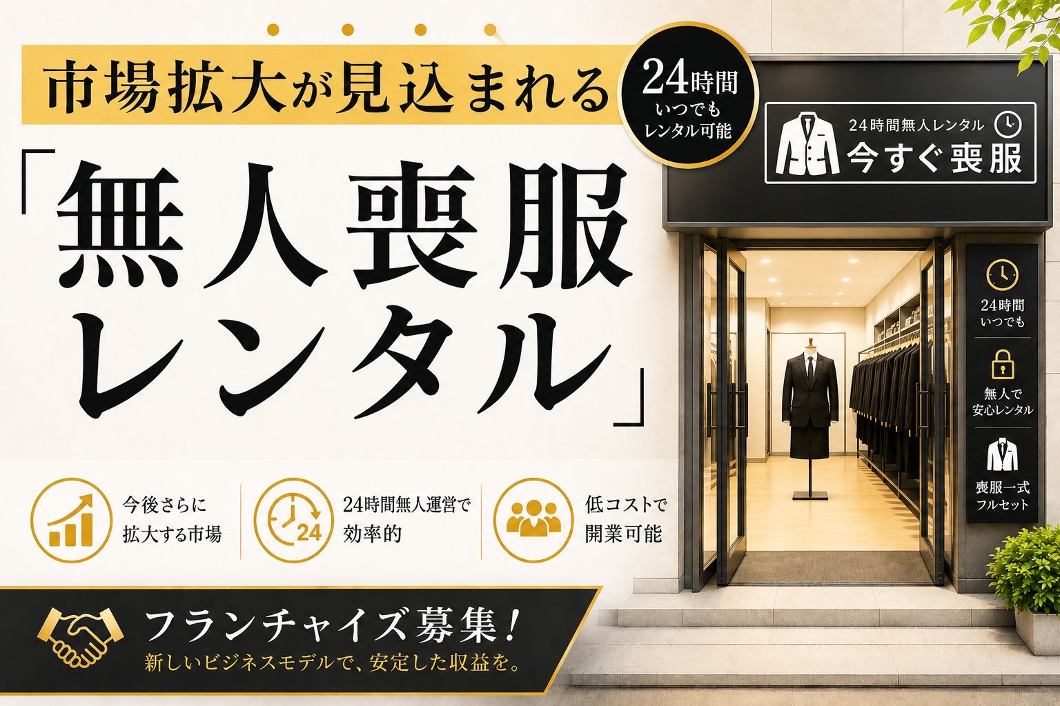 【加盟金0円】究極の手離れ経営！空き部屋・スペースが24時間稼働の新しい収益源に